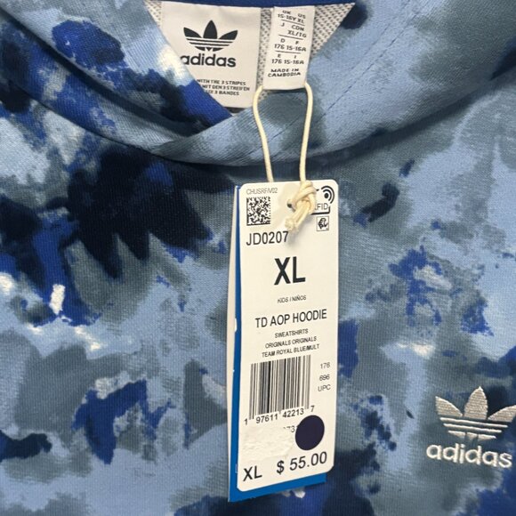 Women’s Adidas Blue Camouflage Hoodie.  Size XL - Picture 4 of 6